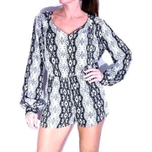 Volcom Womens Geometric Snake Print Romper Size 12 Mob Wife Club Western Festiva